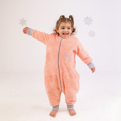 Let it Snow [Apricot]- Sleeved Velvety Fleece Walker Sleeping Bag
