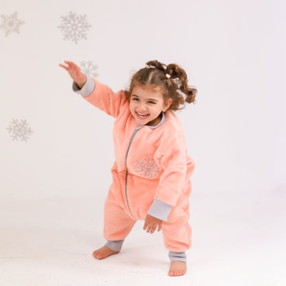 Let it Snow [Apricot]- Sleeved Velvety Fleece Walker Sleeping Bag