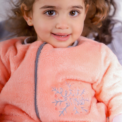 Let it Snow [Apricot]- Sleeved Velvety Fleece Walker Sleeping Bag