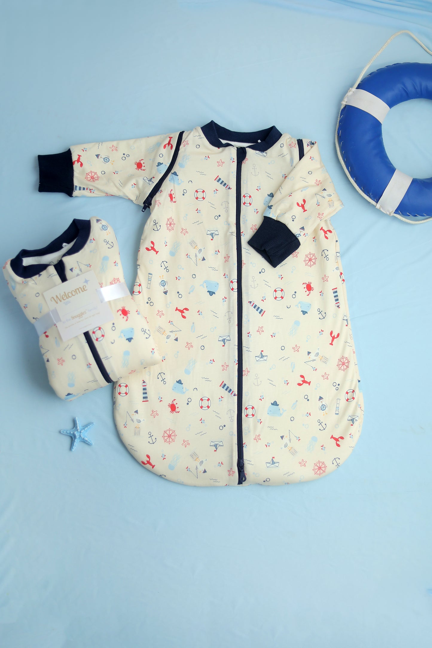 Nautical Dreams-Removable Sleeves Summer/Spring Basic Sleeping Bag