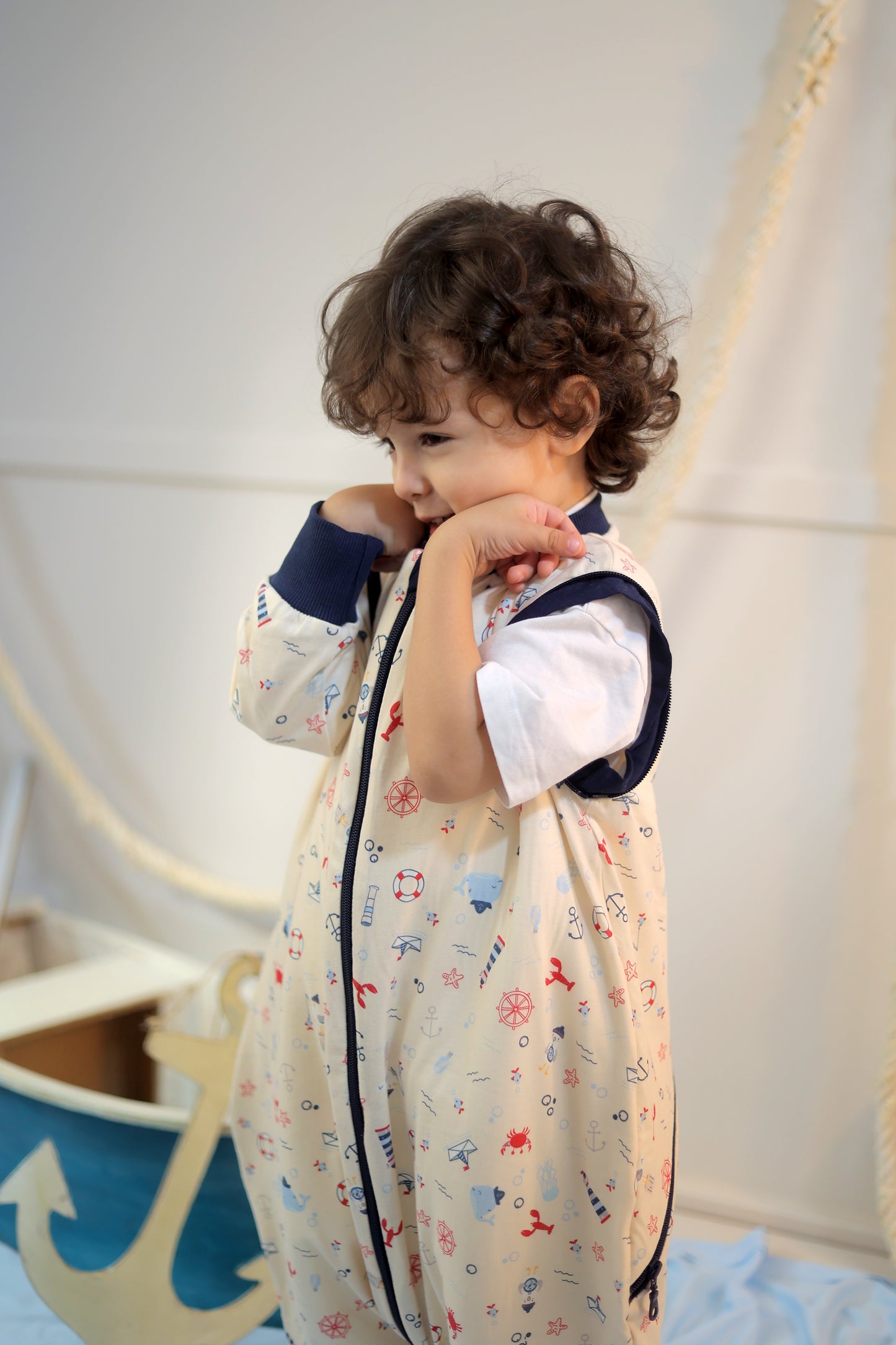 Nautical Dreams-Removable Sleeves Summer/Spring Walker Sleeping Bag