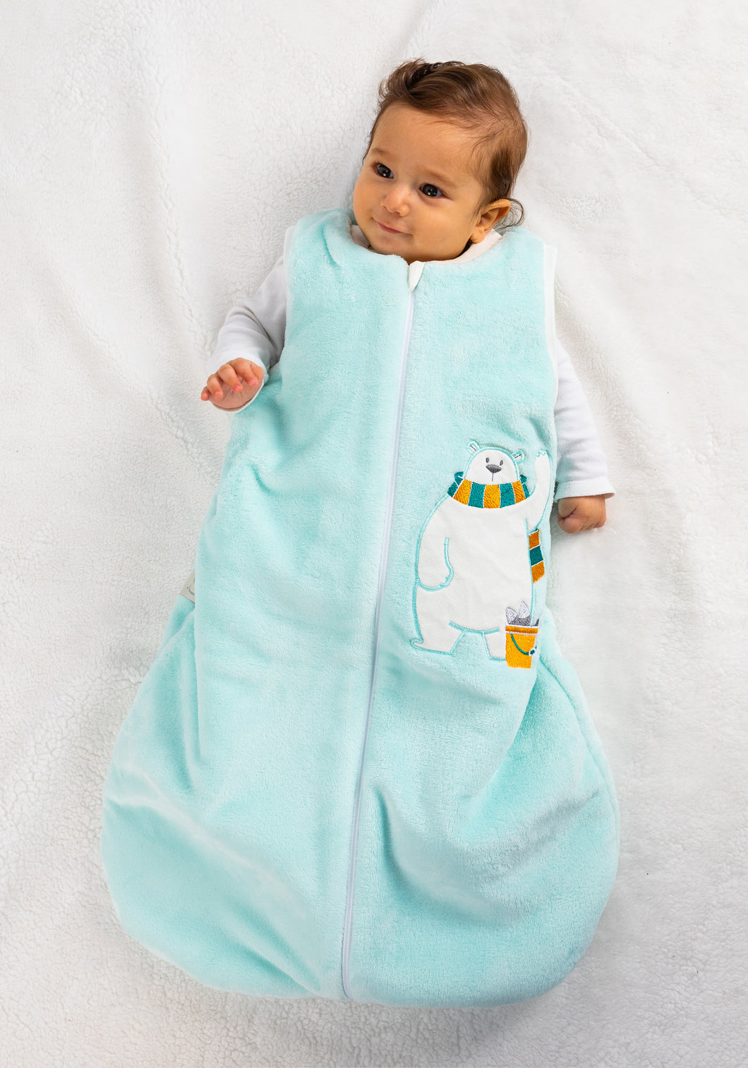 Baby Blue Bear- Sleeveless Polar Fleece Basic Sleeping Bag