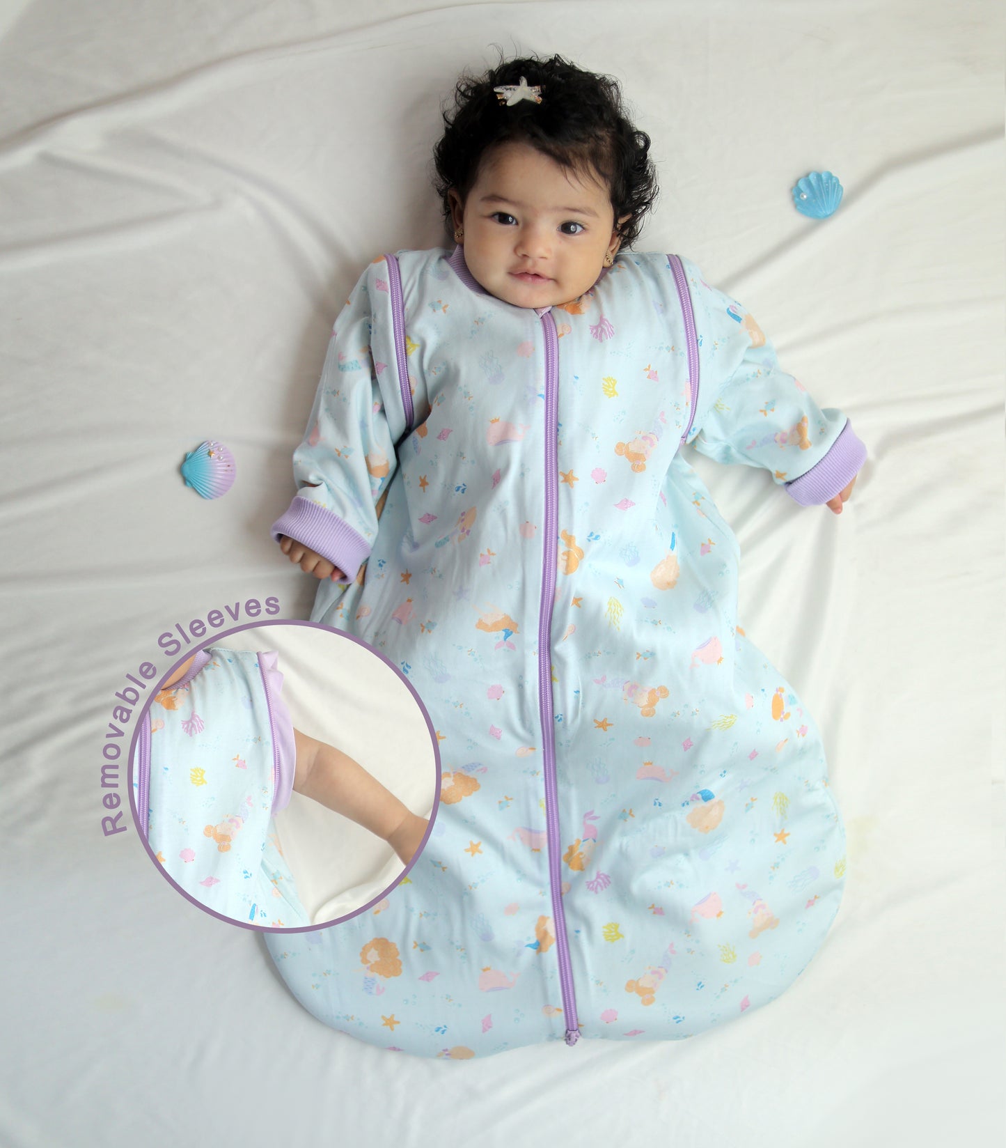 Mermaid Dreams-Removable Sleeves Summer/Spring Basic Sleeping Bag