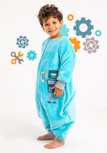 Load image into Gallery viewer, Blue Robot- Sleeved Polar Fleece Walker Sleeping Bag
