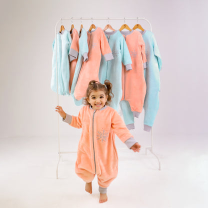 Let it Snow [Apricot]- Sleeved Velvety Fleece Walker Sleeping Bag