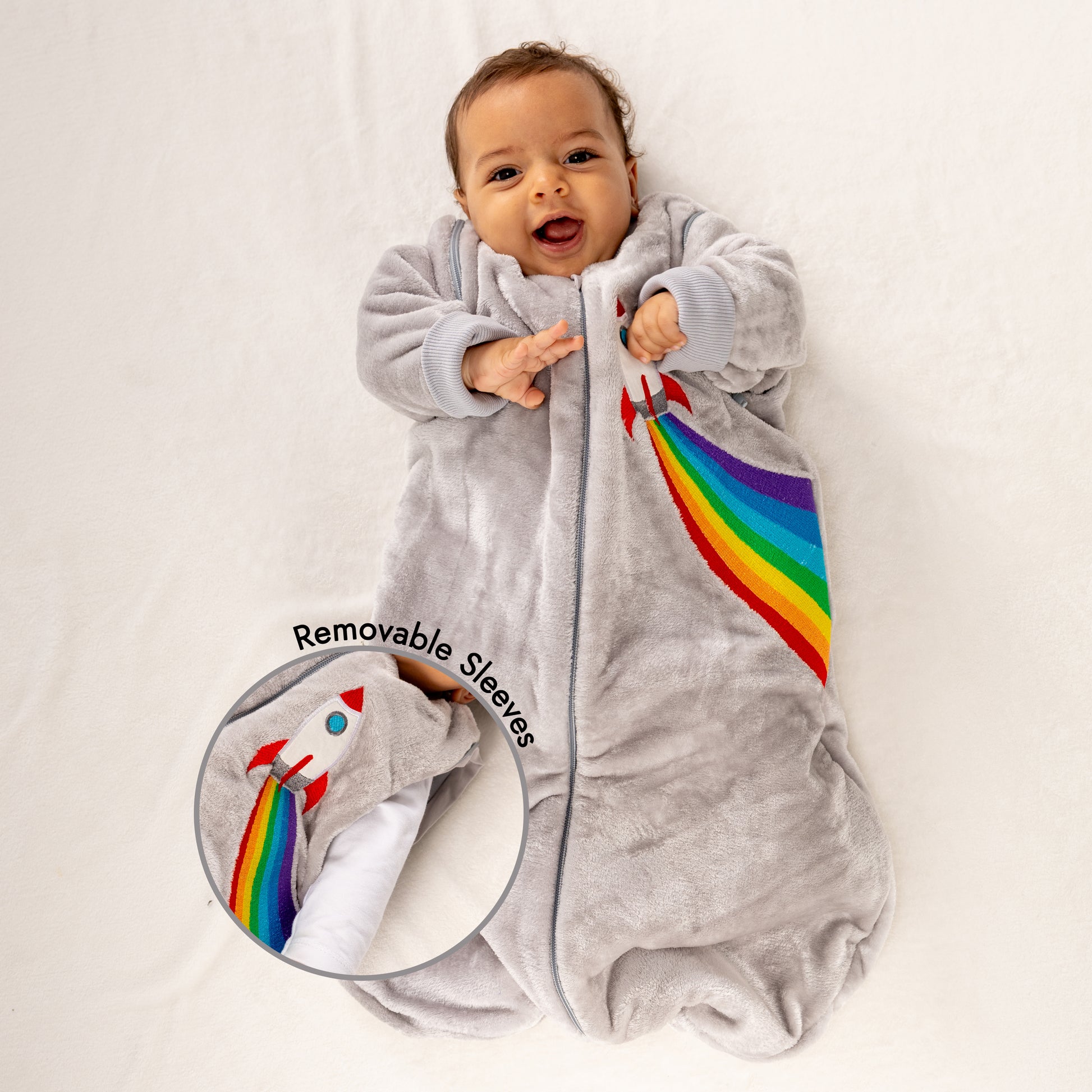 Rainbow Rocket- Removable Sleeves Polar Fleece Basic Sleeping Bag