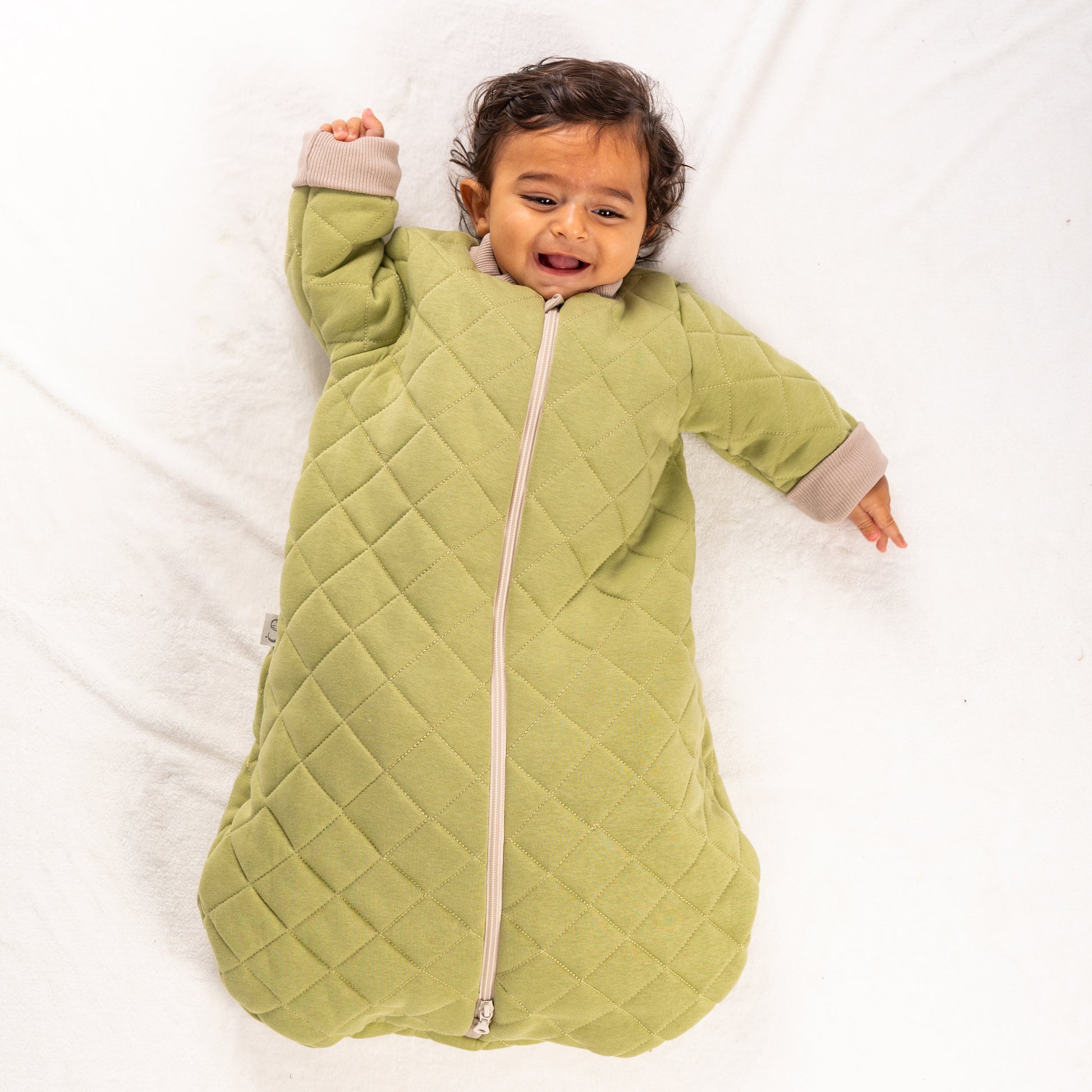 Sage- Sleeved Quilted Cotton Basic Sleeping Bag