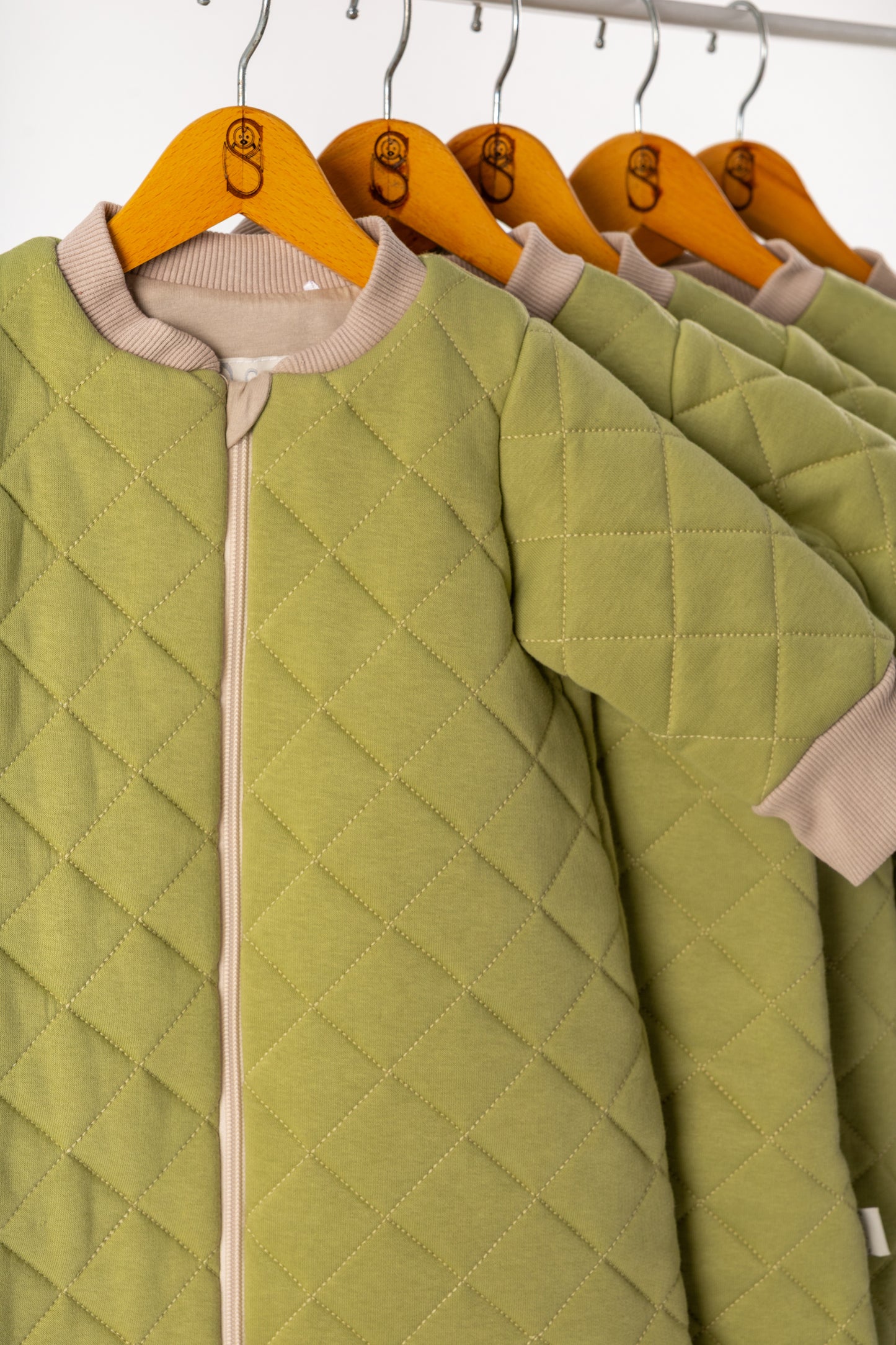 Sage- Sleeved Quilted Cotton Walker Sleeping Bag