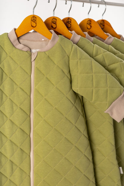 Sage- Sleeved Quilted Cotton Walker Sleeping Bag