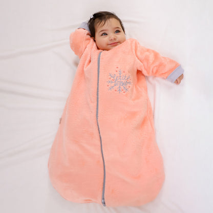 Let it Snow [Apricot]- Sleeved Velvety Fleece Basic Sleeping Bag